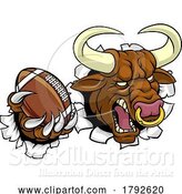Vector Illustration of Cartoon Bull Minotaur Longhorn Cow Football Mascot Cartoon by AtStockIllustration
