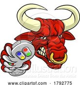 Vector Illustration of Cartoon Bull Minotaur Longhorn Cow Gamer Mascot Cartoon by AtStockIllustration