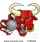 Vector Illustration of Cartoon Bull Minotaur Longhorn Cow Golf Mascot Cartoon by AtStockIllustration