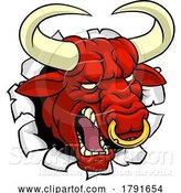 Vector Illustration of Cartoon Bull Minotaur Longhorn Monster Cow Mascot Cartoon by AtStockIllustration