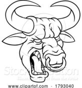Vector Illustration of Cartoon Bull Minotaur Longhorn Monster Cow Mascot Cartoon by AtStockIllustration