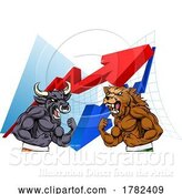 Vector Illustration of Cartoon Bull Vs Bear Fight Stock Market Trading Concept by AtStockIllustration
