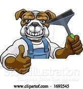 Vector Illustration of Cartoon Bulldog Car or Window Cleaner Holding Squeegee by AtStockIllustration