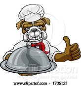 Vector Illustration of Cartoon Bulldog Chef Mascot Sign Cartoon by AtStockIllustration