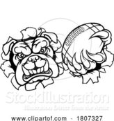 Vector Illustration of Cartoon Bulldog Dog American Football Ball Sports Mascot by AtStockIllustration