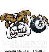Vector Illustration of Cartoon Bulldog Dog Angry Pool Billiards Mascot Cartoon by AtStockIllustration