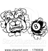 Vector Illustration of Cartoon Bulldog Dog Angry Pool Billiards Mascot Cartoon by AtStockIllustration