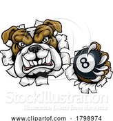 Vector Illustration of Cartoon Bulldog Dog Angry Pool Billiards Mascot Cartoon by AtStockIllustration