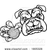 Vector Illustration of Cartoon Bulldog Dog Animal Golf Ball Sports Mascot by AtStockIllustration