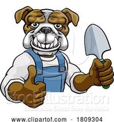 Vector Illustration of Cartoon Bulldog Gardener Gardening Animal Mascot by AtStockIllustration