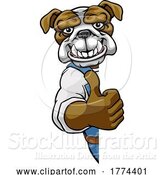 Vector Illustration of Cartoon Bulldog Mascot Decorator Gardener Handyman Worker by AtStockIllustration
