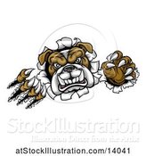 Vector Illustration of Cartoon Bulldog Monster Shredding Through a Wall by AtStockIllustration