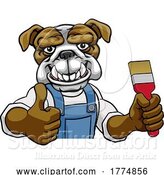 Vector Illustration of Cartoon Bulldog Painter Decorator Holding Paintbrush by AtStockIllustration