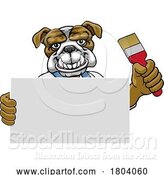 Vector Illustration of Cartoon Bulldog Painter Decorator Paint Brush Mascot Guy by AtStockIllustration