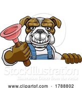Vector Illustration of Cartoon Bulldog Plumber Mascot Holding Plunger by AtStockIllustration