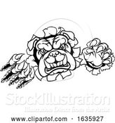 Vector Illustration of Cartoon Bulldog Sports Mascot Tearing Through Background by AtStockIllustration
