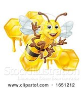 Vector Illustration of Cartoon Bumble Bee Honey Comb Bumblebee Hive Cartoon by AtStockIllustration