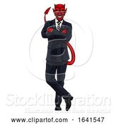 Vector Illustration of Cartoon Business Man Evil Devil in Suit by AtStockIllustration