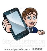 Vector Illustration of Cartoon Business Man Phone Concept by AtStockIllustration