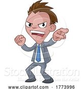 Vector Illustration of Cartoon Businessman in Suit Pointing Mascot by AtStockIllustration