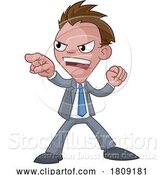 Vector Illustration of Cartoon Businessman in Suit Pointing Mascot by AtStockIllustration