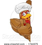 Vector Illustration of Cartoon Chef Chicken Rooster Cockerel Mascot Sign by AtStockIllustration