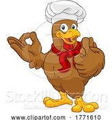 Vector Illustration of Cartoon Chef Chicken Rooster Cockerel Thumbs up Perfect by AtStockIllustration