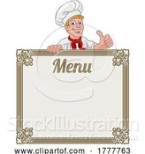 Vector Illustration of Cartoon Chef Cook Baker Guy Menu Sign Background by AtStockIllustration