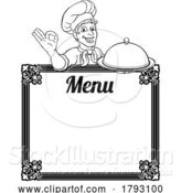 Vector Illustration of Cartoon Chef Cook Baker Guy Menu Sign Background by AtStockIllustration