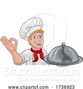 Vector Illustration of Cartoon Chef Cook Baker Guy Peeking over Sign by AtStockIllustration