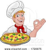 Vector Illustration of Cartoon Chef Cook Guy Holding a Pizza by AtStockIllustration