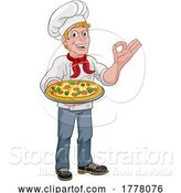 Vector Illustration of Cartoon Chef Cook Guy Holding a Pizza by AtStockIllustration