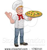 Vector Illustration of Cartoon Chef Cook Guy Holding a Pizza by AtStockIllustration