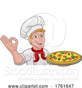Vector Illustration of Cartoon Chef Pizza Cook Guy Peeking over Sign by AtStockIllustration