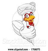 Vector Illustration of Cartoon Chicken Chef Rooster Cockerel Mascot Sign by AtStockIllustration