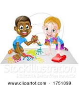 Vector Illustration of Cartoon Children Playing with Paints and Car by AtStockIllustration