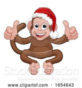 Vector Illustration of Cartoon Christmas Monkey Character in Santa Hat by AtStockIllustration