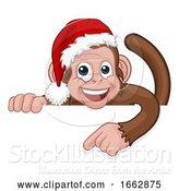 Vector Illustration of Cartoon Christmas Monkey Character in Santa Hat by AtStockIllustration