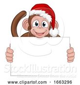 Vector Illustration of Cartoon Christmas Monkey Character in Santa Hat by AtStockIllustration