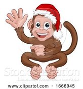 Vector Illustration of Cartoon Christmas Monkey Character in Santa Hat by AtStockIllustration