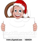 Vector Illustration of Cartoon Christmas Monkey Character in Santa Hat by AtStockIllustration