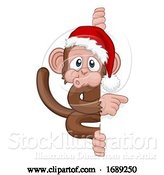 Vector Illustration of Cartoon Christmas Monkey Character in Santa Hat by AtStockIllustration