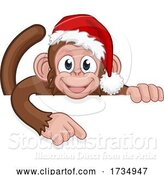 Vector Illustration of Cartoon Christmas Monkey Character in Santa Hat by AtStockIllustration