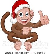 Vector Illustration of Cartoon Christmas Monkey Character in Santa Hat by AtStockIllustration