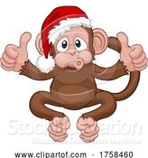 Vector Illustration of Cartoon Christmas Monkey Character in Santa Hat by AtStockIllustration