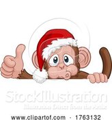 Vector Illustration of Cartoon Christmas Monkey Character in Santa Hat by AtStockIllustration