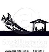 Vector Illustration of Cartoon Christmas Nativity Scene Bethlehem Manger Wise Men by AtStockIllustration