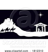 Vector Illustration of Cartoon Christmas Nativity Scene Bethlehem Manger Wise Men by AtStockIllustration