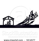 Vector Illustration of Cartoon Christmas Nativity Scene Bethlehem Manger Wise Men by AtStockIllustration