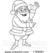 Vector Illustration of Cartoon Christmas Santa Claus Pointing and Waving by AtStockIllustration